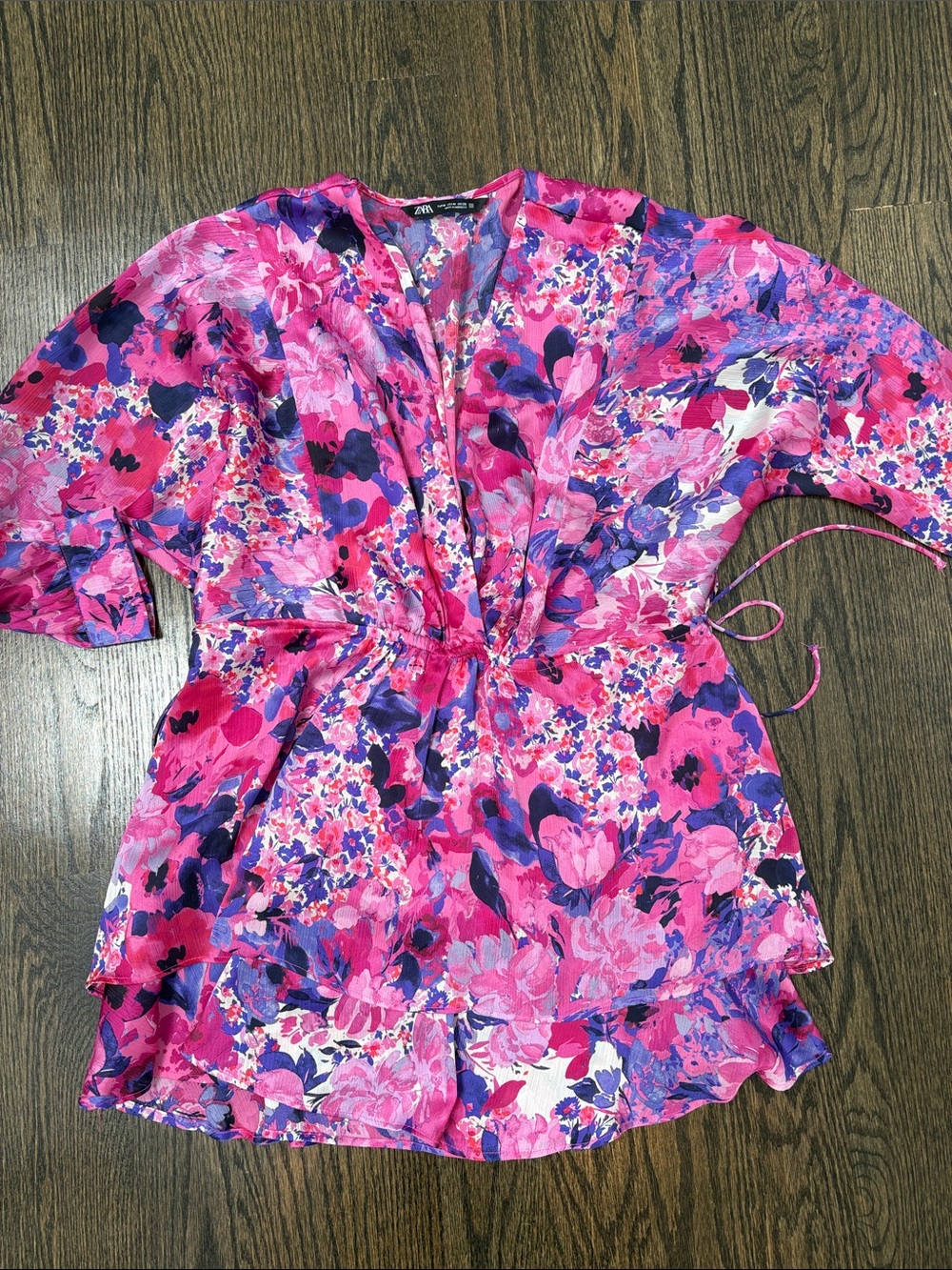 Zara Pink & Purple Floral V-Neck Tie-Waist Women's Dre’s